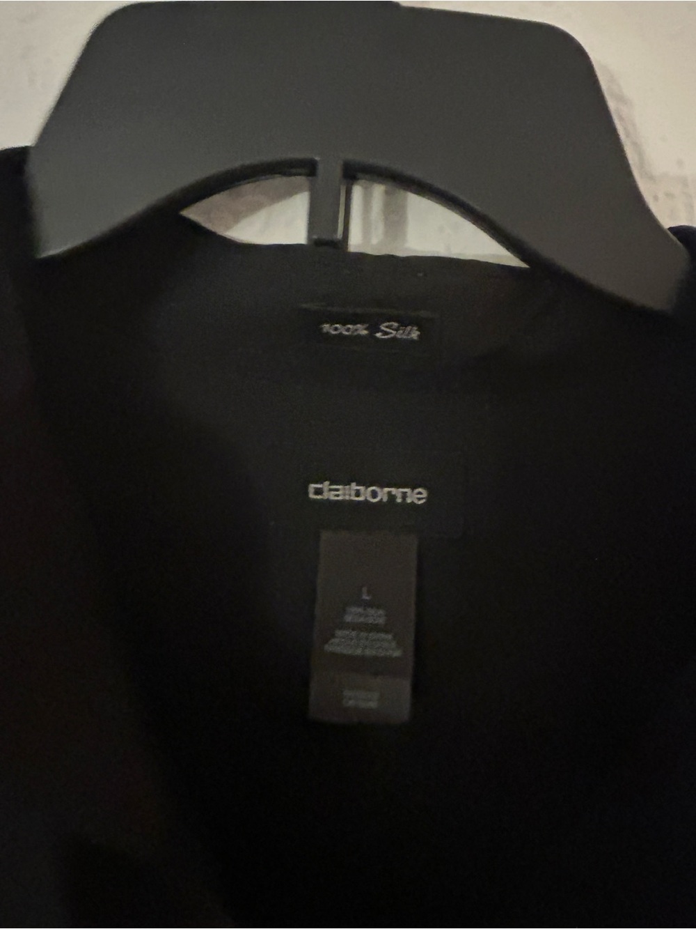 Claiborne Black Silk Blouse - Classic V-Neck